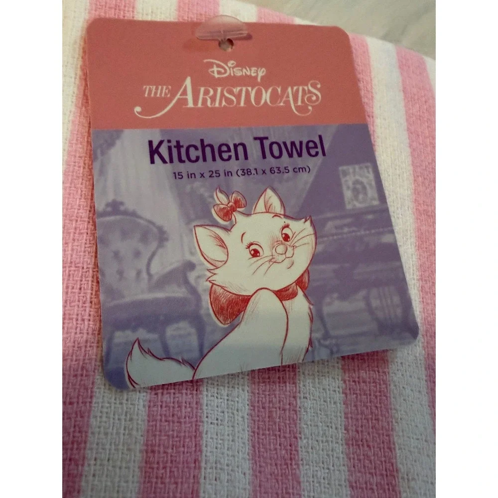 Disney The Aristocats Marie Pink Striped Kitchen Towel and Oven Mitt Set NEW